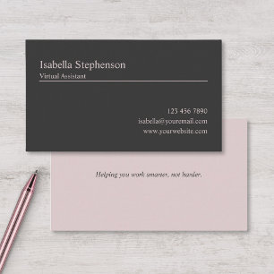 Tarjeta De Visita Consultor Profesional Moderno Gris y Rosa