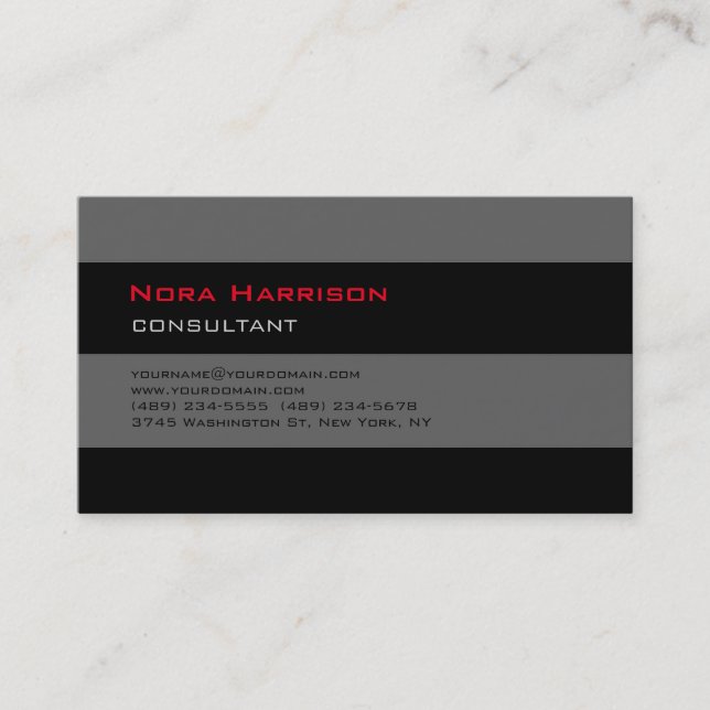 Tarjeta De Visita Consultor profesional moderno y elegante en gris n (Anverso)