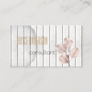 Tarjeta De Visita Consultor Rubor Floral simple de madera