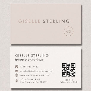 Tarjeta De Visita Consultor Rubor Pink Beige QR Code Luxury