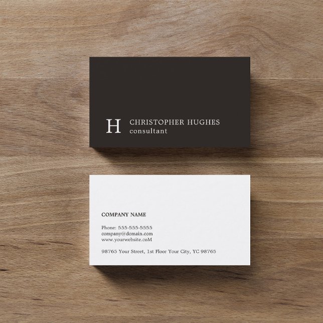 Tarjeta De Visita Consultor simple de Monograma Blanco Negro (Subido por el creador)