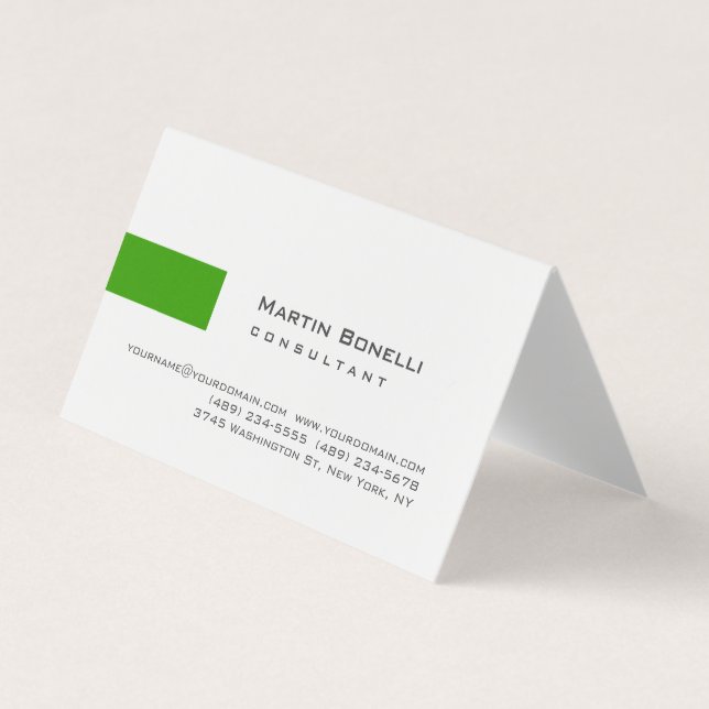 Tarjeta De Visita Consultor simple verde blanco moderno (Anverso)