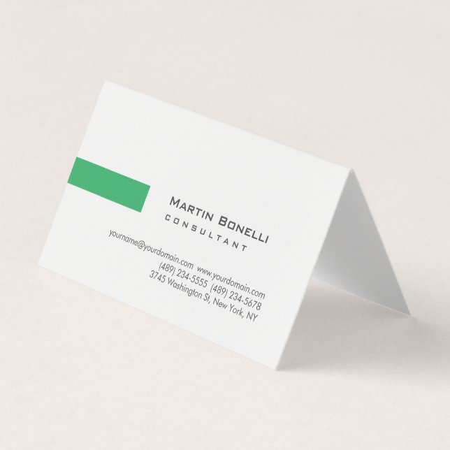 Tarjeta De Visita Consultor simple verde blanco moderno (Anverso)