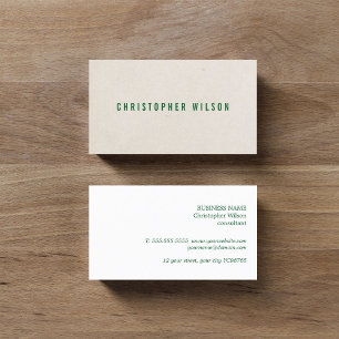 Tarjeta De Visita Consultor verde beige de textura elegante minimali
