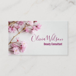 Tarjeta De Visita Consultora de Belleza de Flor de Cerezo Rosa 