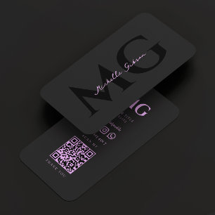 Tarjeta De Visita Consultora de Belleza Simple Esteticista Negro Púr