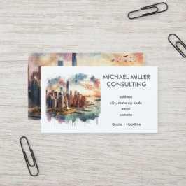 Tarjeta De Visita Consultoría de Acuarela del Horizonte de NYC 