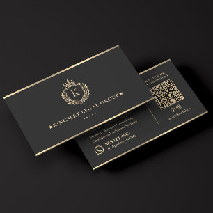Tarjeta De Visita Consultoría Jurídica de Lujo Crest Carbón