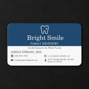 Tarjeta De Visita Consultorio Dental Azul Marino Blanco