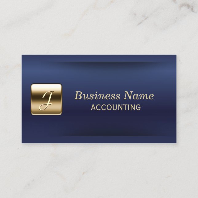 Tarjeta De Visita Contabilidad profesional Navy Blue & Gold  (Anverso)