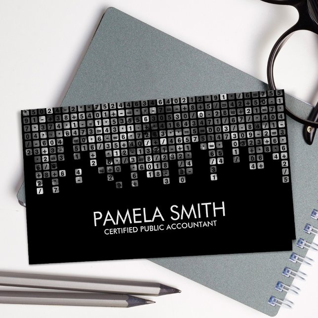 Tarjeta De Visita Contabilidad - Resumen de números de escala de gri (Subido por el creador)