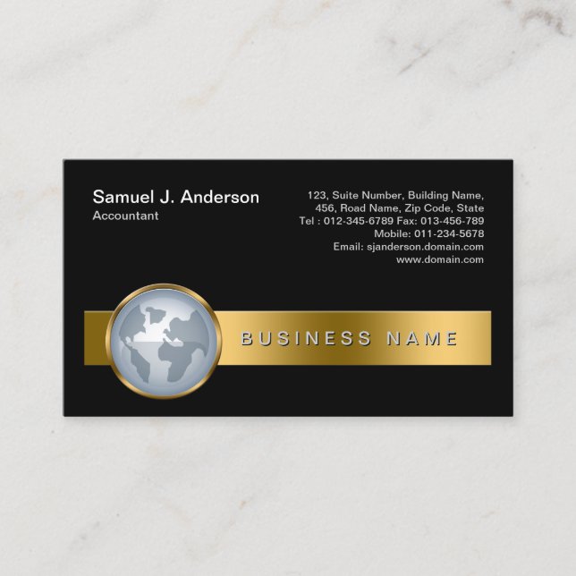 Tarjeta De Visita Contable Finance Services Gold Stripe Icono (Anverso)
