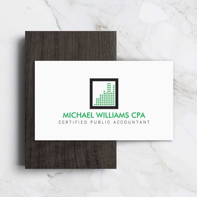 Tarjeta De Visita Contable moderno, logo financiero en verde (Subido por el creador)