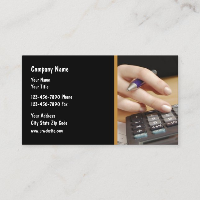 Tarjeta De Visita Contable que usa una calculadora (Anverso)