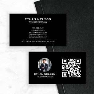 Tarjeta De Visita Contacto gráfico Minimalista negro de moda