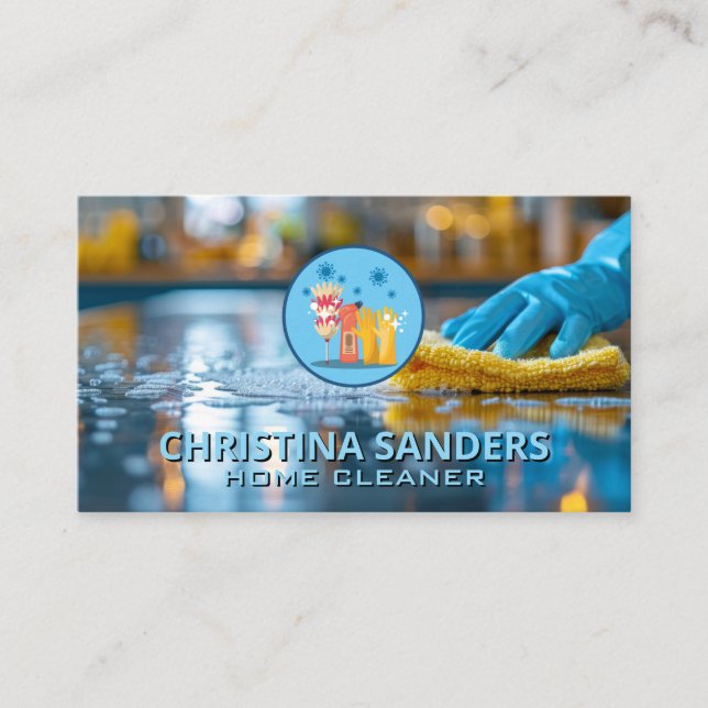 Tarjeta De Visita Contador de cocina de limpieza | Servicios Maid (Anverso)