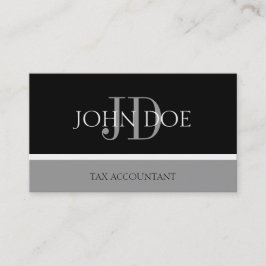 Tarjeta De Visita Contador de impuestos/Monograma CPA negro/plata os