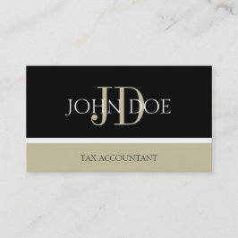 Tarjeta De Visita Contador de impuestos/Monograma CPA Negro/Tan