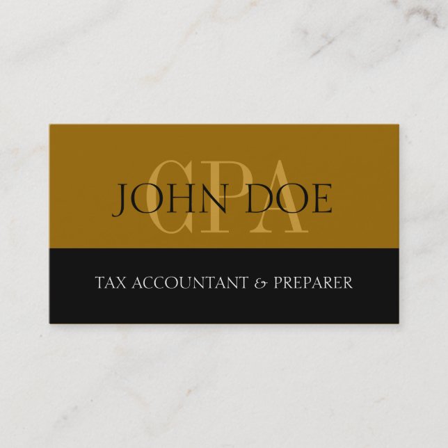 Tarjeta De Visita Contador de impuestos S Stripe CPA D Gold (Anverso)