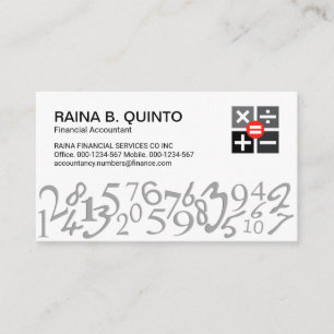 Tarjeta De Visita Contador De Números Simples Elegantes