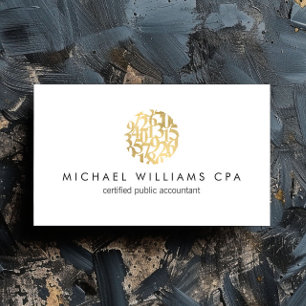 Tarjeta De Visita Contador del logotipo de los números de oro de Fau