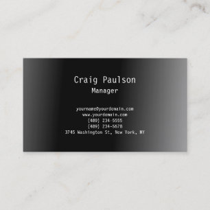 Tarjeta De Visita Contemporáneo Elegante Gris Negro Plano