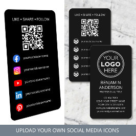 Tarjeta De Visita Contemporary Social Media Logo QR Code Black