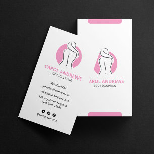 Tarjeta De Visita Contorneado de Escultura Corporal Rosa Minimalista