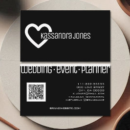 Tarjeta De Visita Contorno de forma de corazón simple negro y blanco
