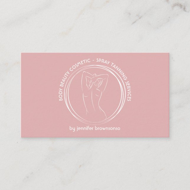 Tarjeta De Visita Contorsión de cuerpo de mujer rosa (Anverso)