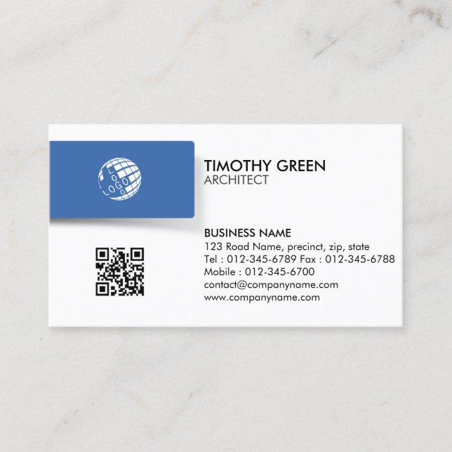 Tarjeta De Visita Contractor de arquitectura de arquitecto (Anverso)