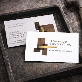 Tarjeta De Visita Contractor Wood Gold Logo