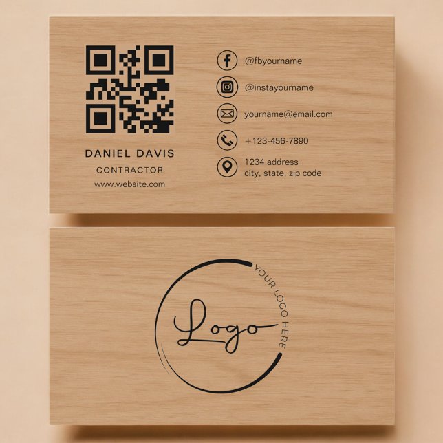 Tarjeta De Visita Contractor Wood Professional QR Code (Subido por el creador)