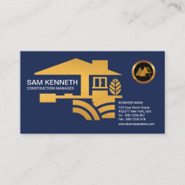 Tarjeta De Visita Contratista azul elegante de la construcción del