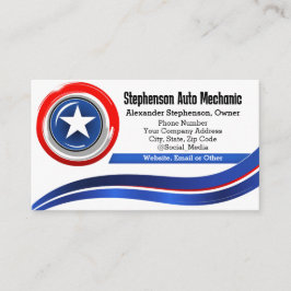 Tarjeta De Visita Contratista blanco y azul de estrella patriótica
