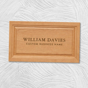 Tarjeta De Visita Contratista Carpintero Elegante Textura de Madera