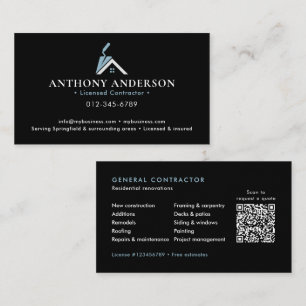 Tarjeta De Visita Contratista/Código QR Moderno de Construcción