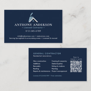 Tarjeta De Visita Contratista/Construcción de Código QR Moderno