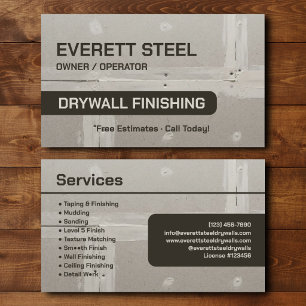 Tarjeta De Visita Contratista de Acabado de Drywall con Marca Person