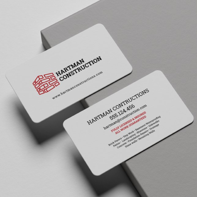 Tarjeta De Visita Contratista de carpintero de construcción de pared (Subido por el creador)