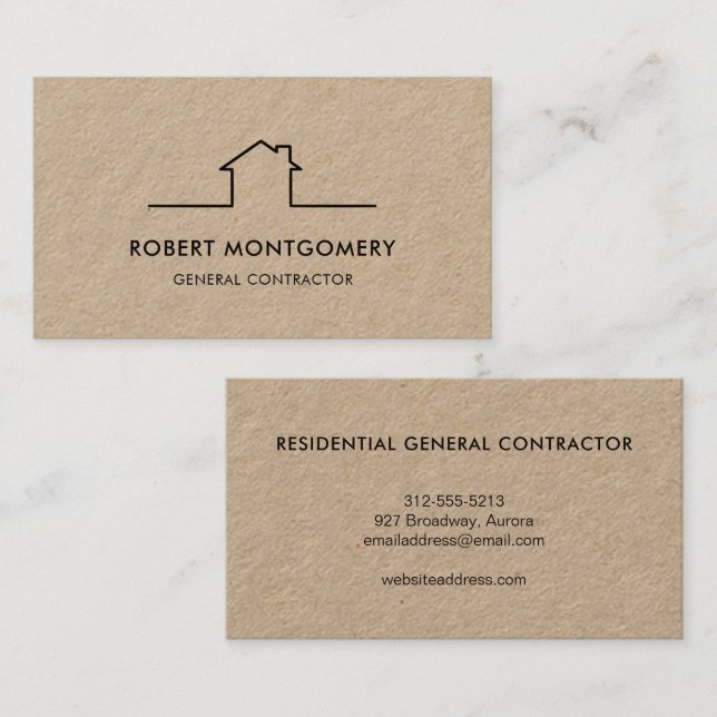 Tarjeta De Visita Contratista de Construcción (Anverso / Reverso)