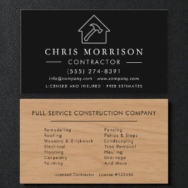 Tarjeta De Visita Contratista de Construcción con Acento de Madera M