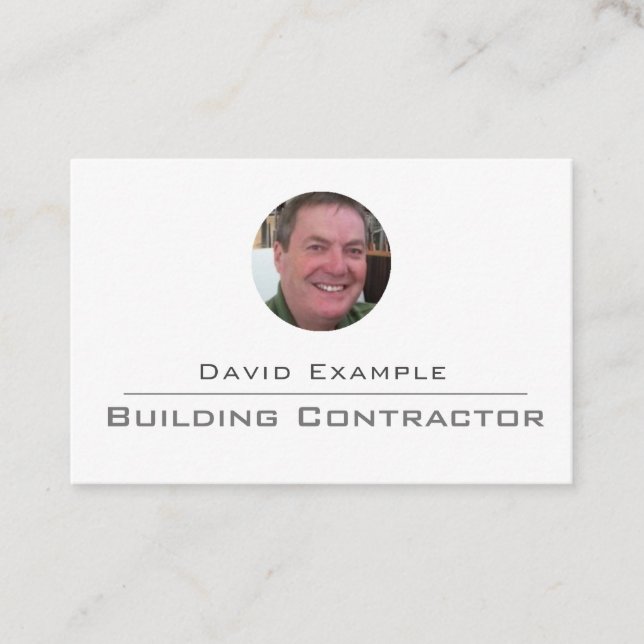 Tarjeta De Visita Contratista de construcción con foto del titular (Anverso)