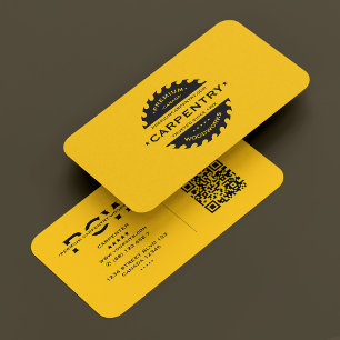 Tarjeta De Visita Contratista de construcción de carpintero amarillo