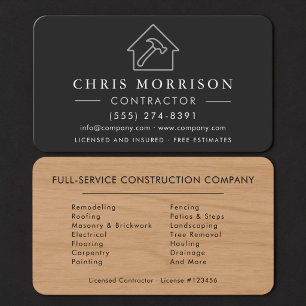 Tarjeta De Visita Contratista de Construcción de Edificios de Madera