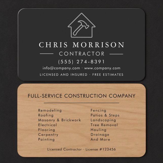 Tarjeta De Visita Contratista de Construcción de Edificios de Madera (Subido por el creador)