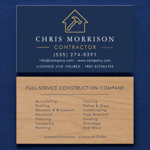 Tarjeta De Visita Contratista de Construcción de Edificios de Madera