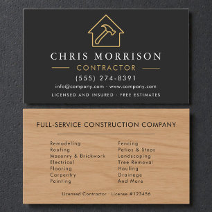 Tarjeta De Visita Contratista de Construcción de Edificios de Madera