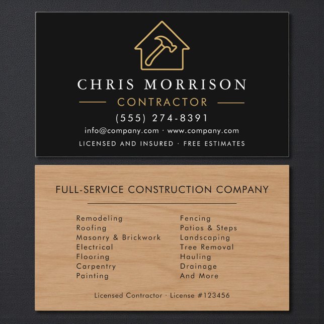 Tarjeta De Visita Contratista de Construcción de Edificios de Madera (Subido por el creador)