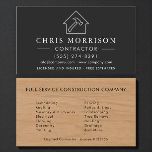 Tarjeta De Visita Contratista de Construcción de Edificios de Madera